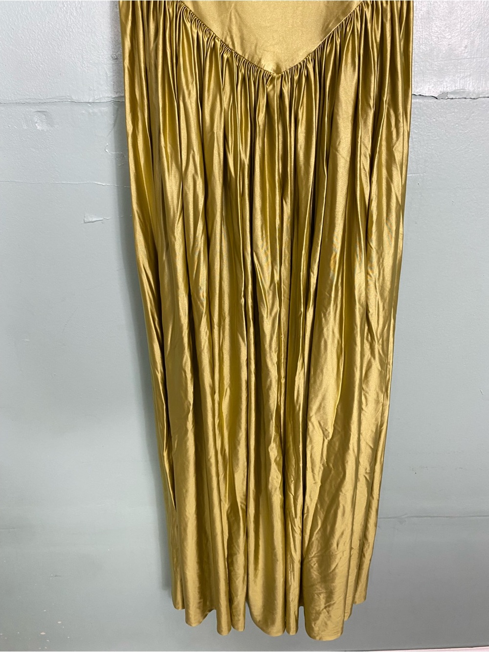 Delfi Collective Oriana Maxi Dress Midi Pleated Gold Olive Metallic Small - Picture 6 of 9